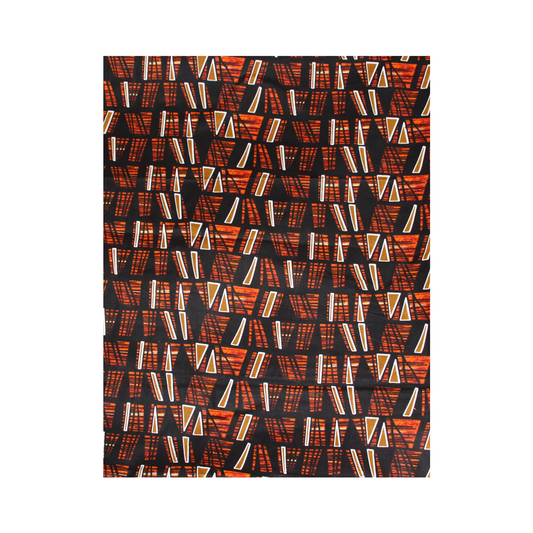 Black/Orange Ankara Print Fabric - 6 Yards