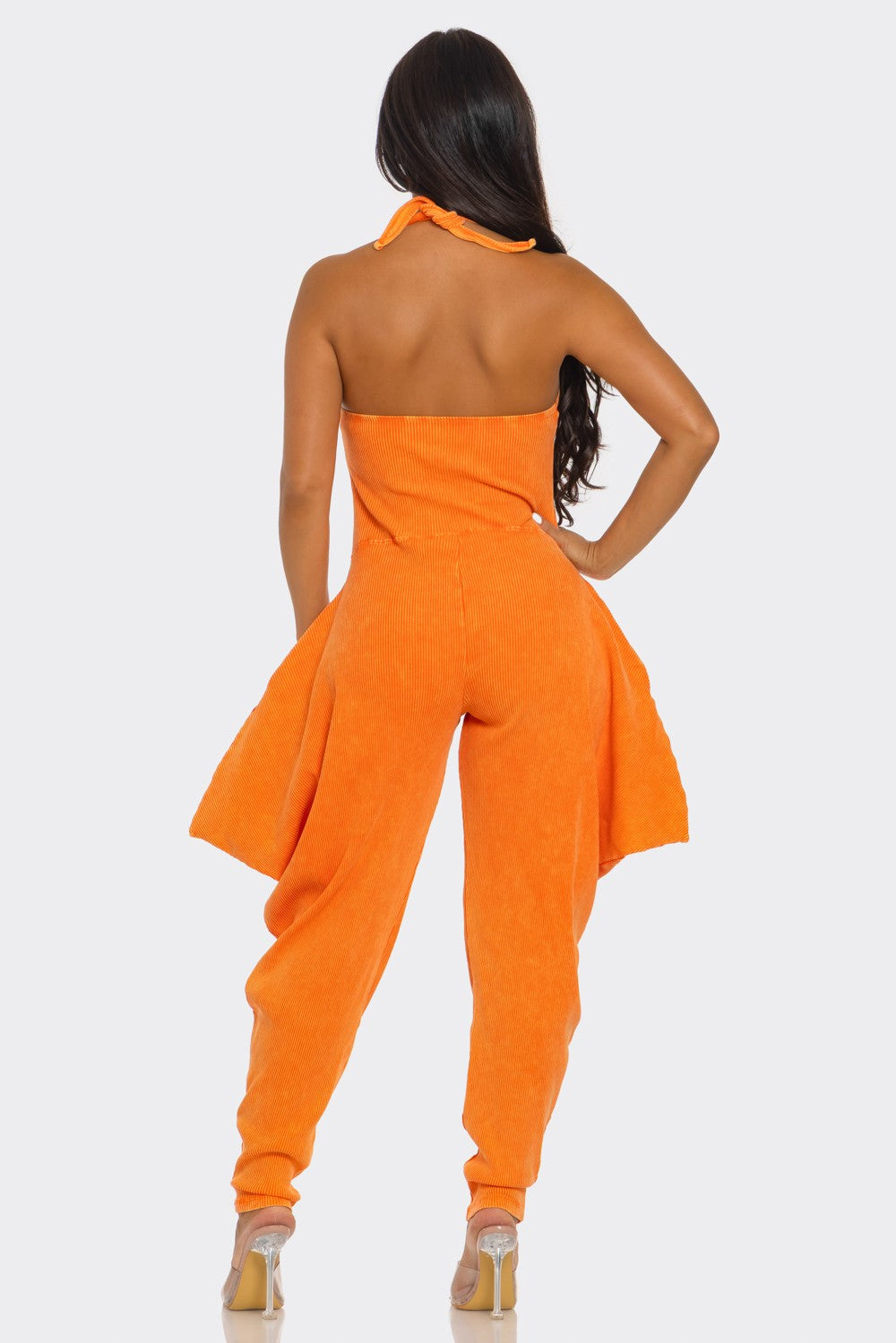 Ribbed Harem Jumpsuit- Orange