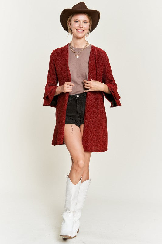 Plus Size Glitter Bell Sleeve Kimono Style Cardigan