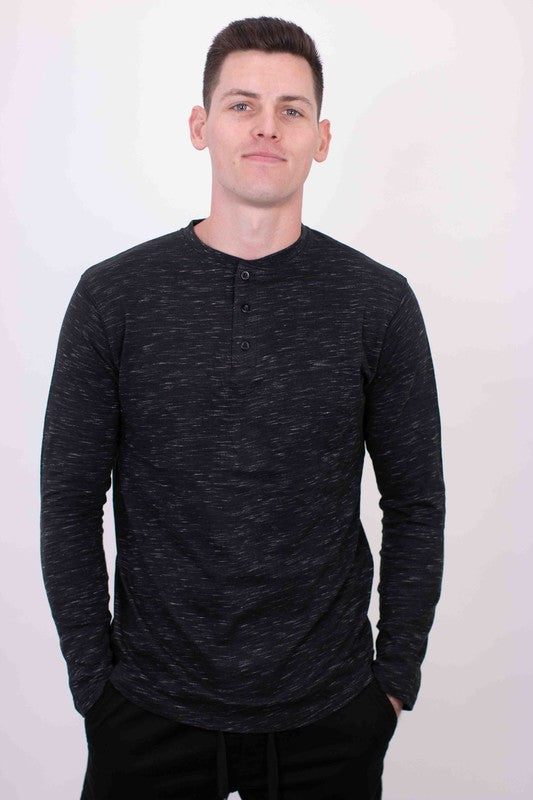 Men's Long Sleeves Henley T-Shirt-6 Colors