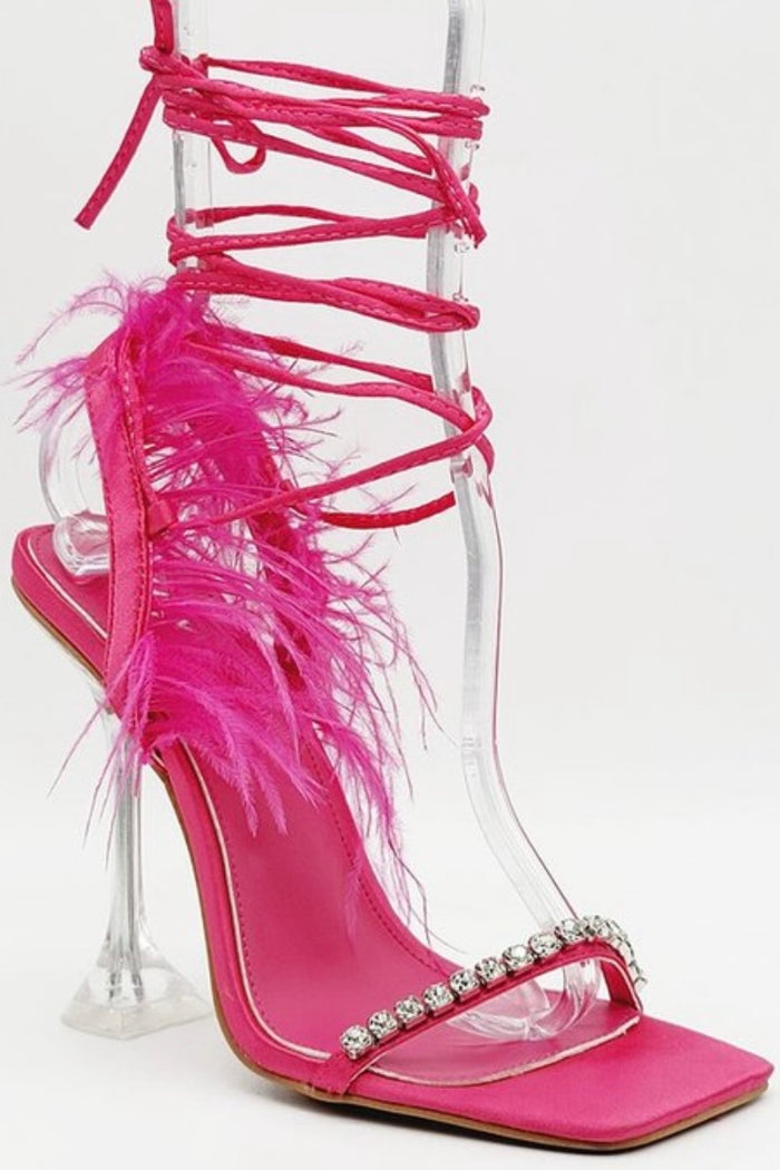 Pink Feather Lexie Lace Up Heels