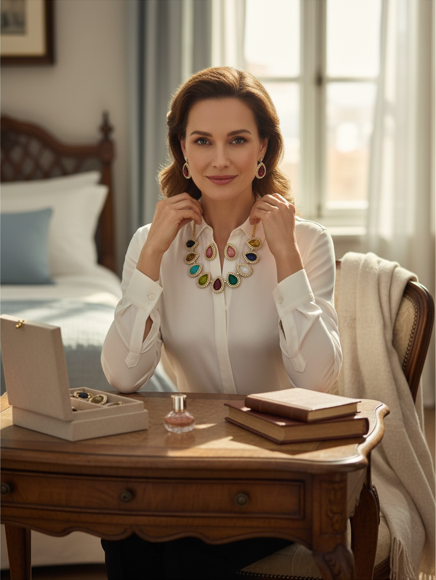 Multi color stone necklace set