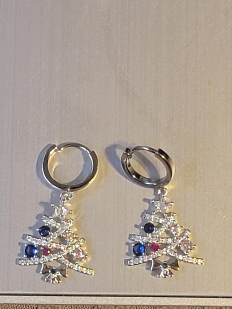 Christmas Tree Zircon Drop Earrings- Florida Inventory