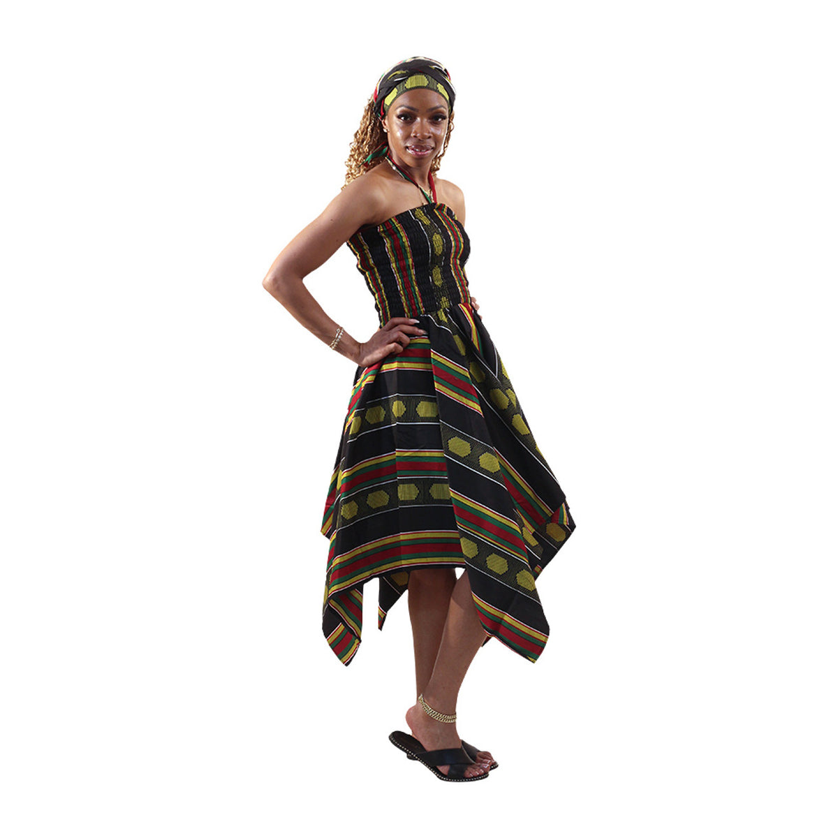Vestido Evasê Kente Stretch-top - TAMANHO ÚNICO