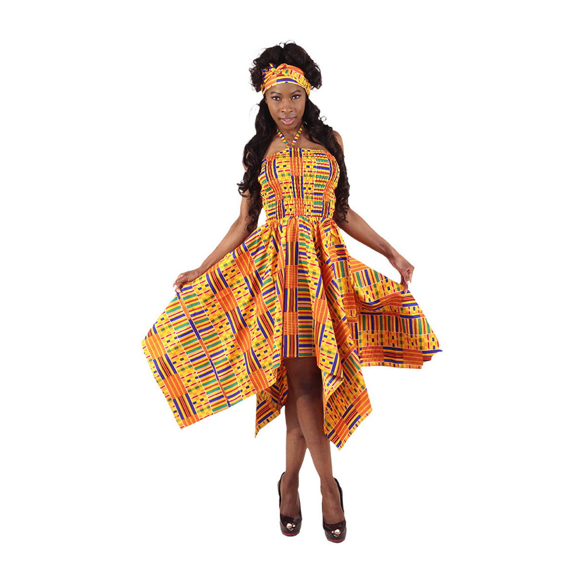 Vestido Evasê Kente Stretch-top - TAMANHO ÚNICO