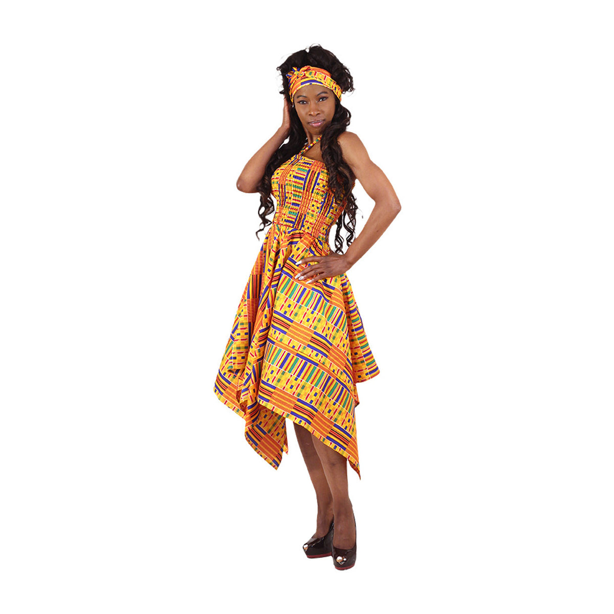Vestido Evasê Kente Stretch-top - TAMANHO ÚNICO