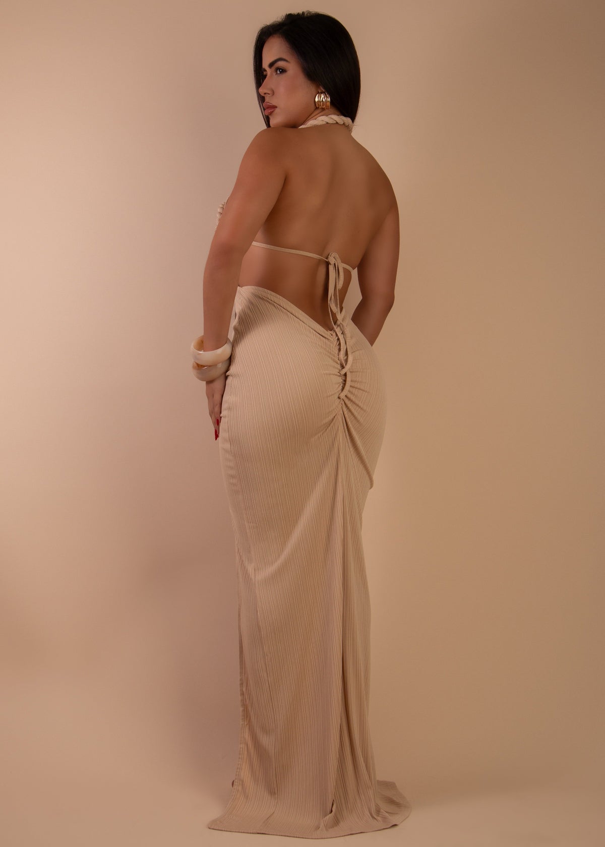 Desire Roped Chest Maxi Dress- Nude