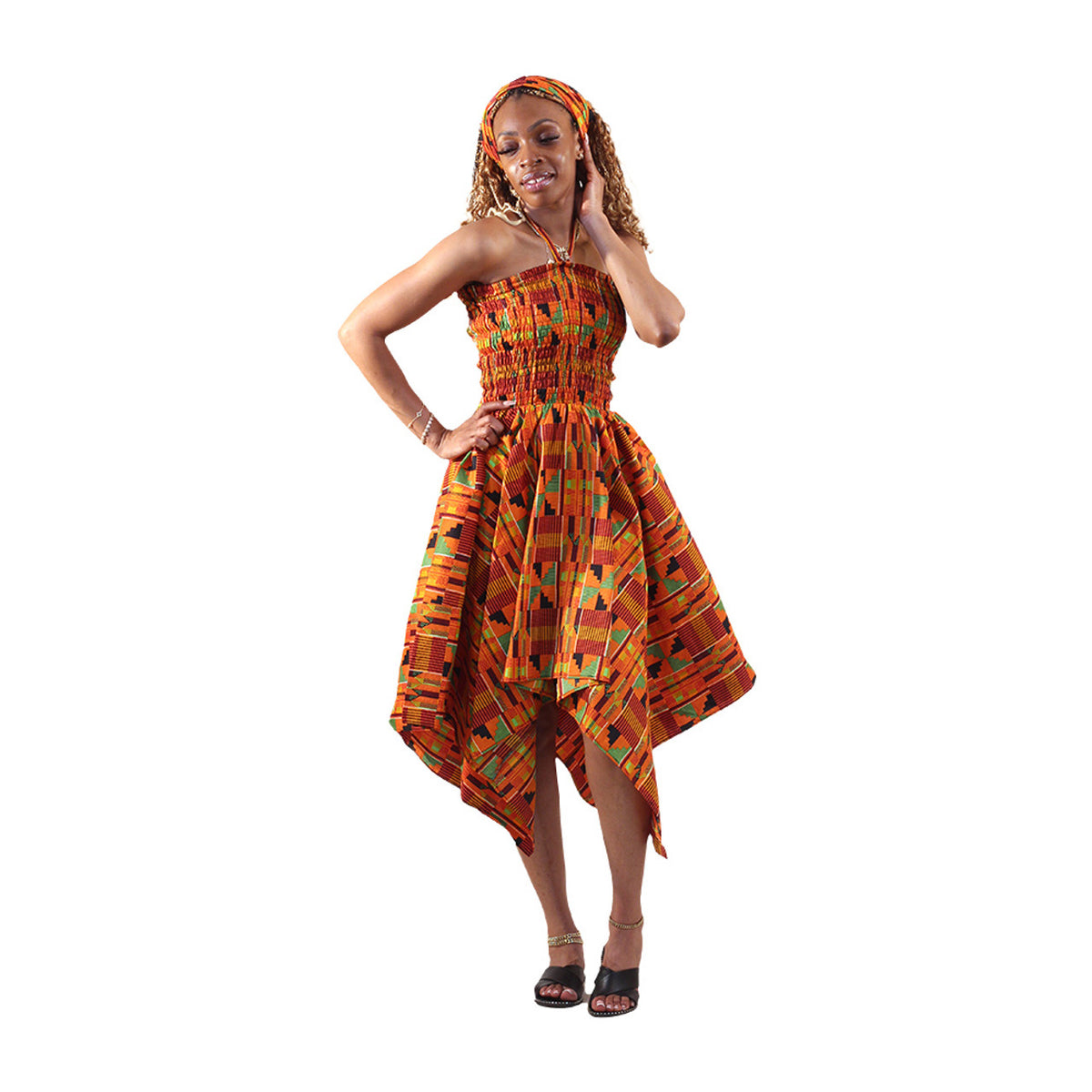 Vestido Evasê Kente Stretch-top - TAMANHO ÚNICO