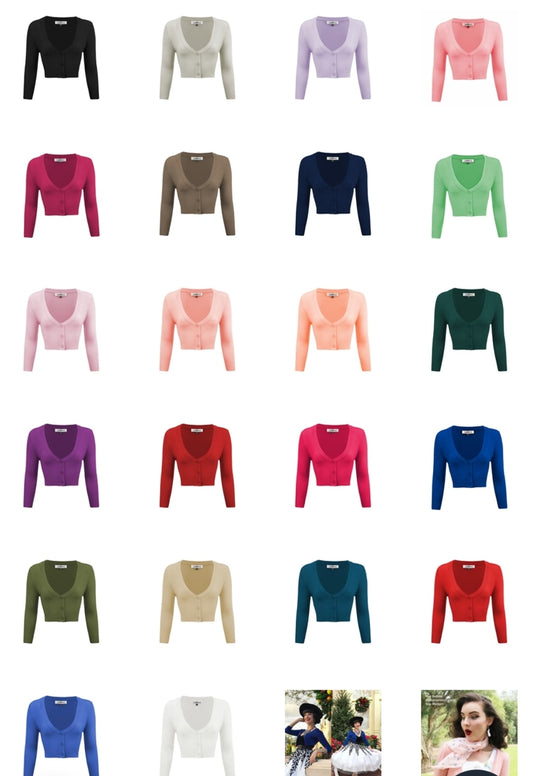 Women's Cropped Bolero 3/4 Sleeve Cardigan-17 Colors