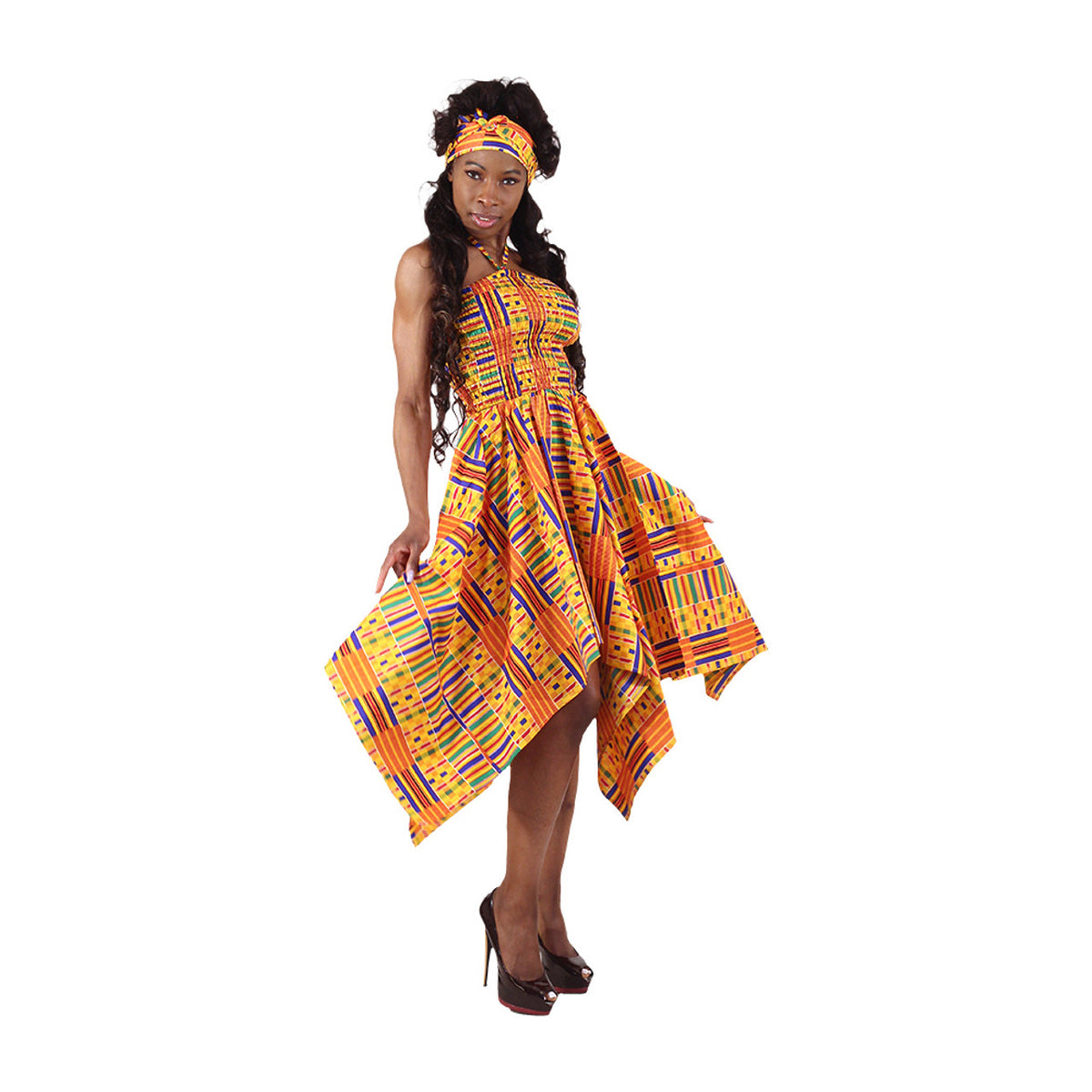 Vestido Evasê Kente Stretch-top - TAMANHO ÚNICO