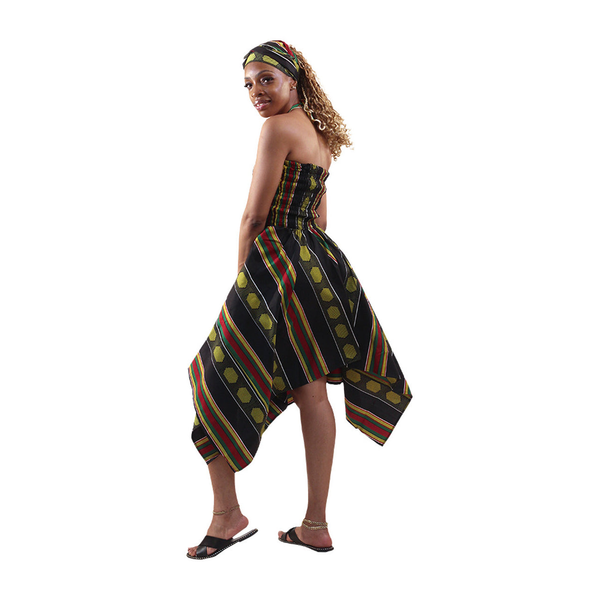 Vestido Evasê Kente Stretch-top - TAMANHO ÚNICO