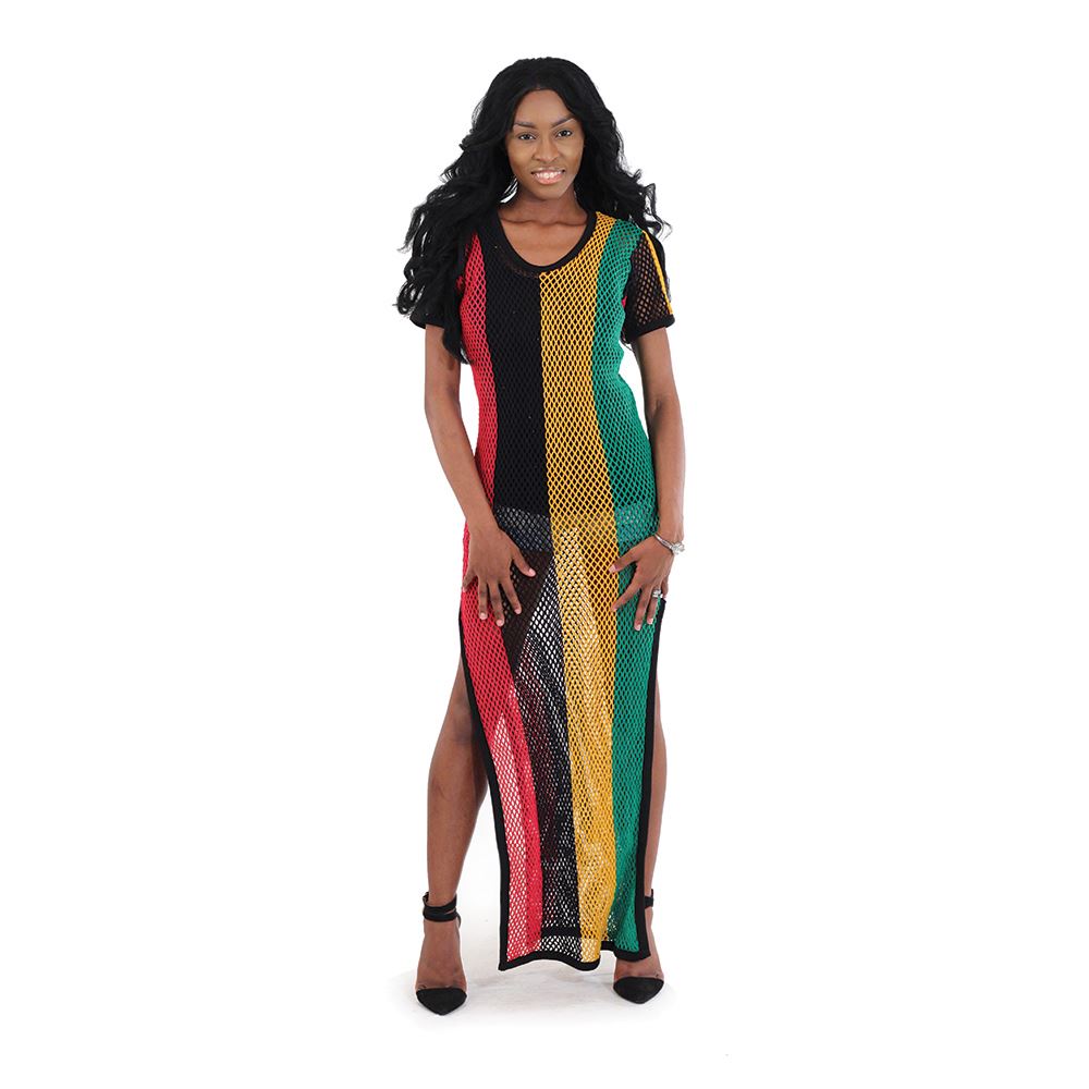 rasta reggae mesh beach dress