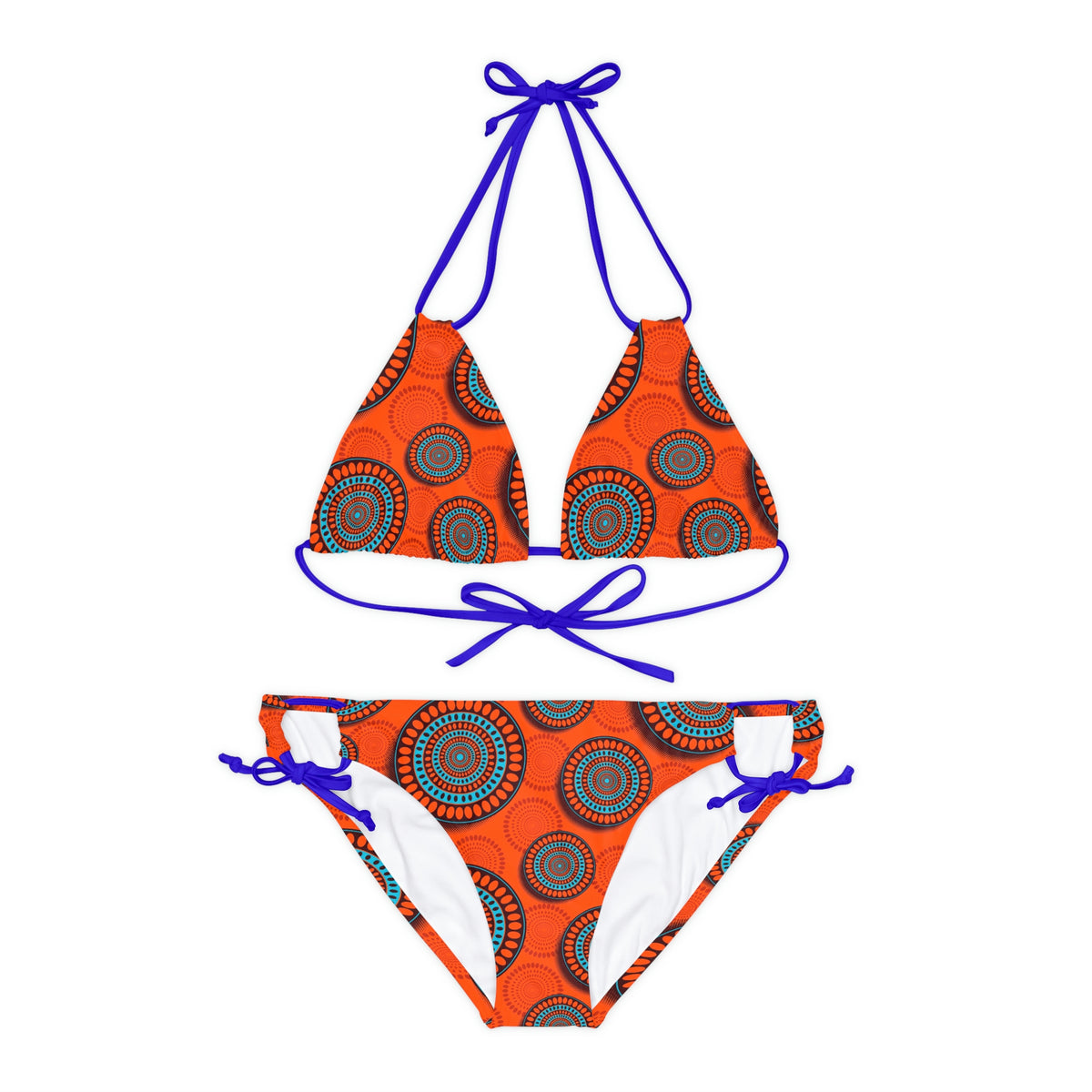 Conjunto de Biquíni com Estampa Africana e Tiras