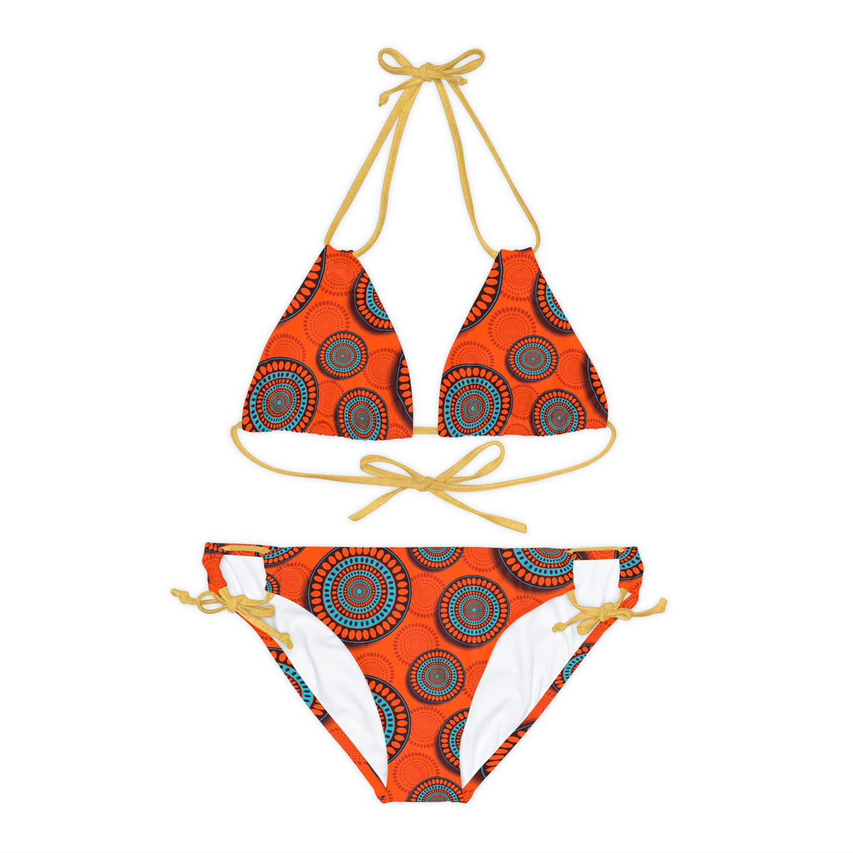 Conjunto de Biquíni com Estampa Africana e Tiras