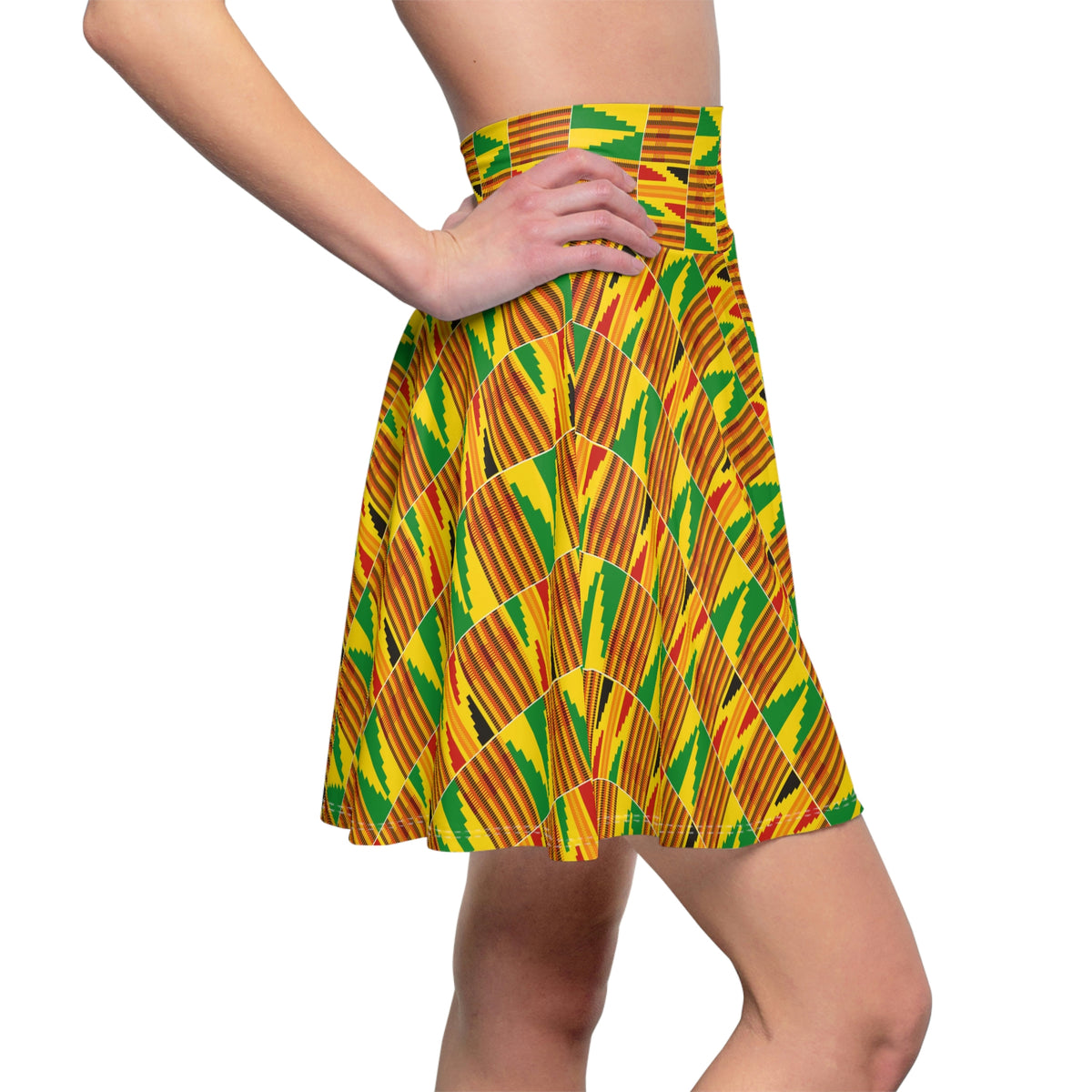 Customized Kente Print Women's Skater Skirt