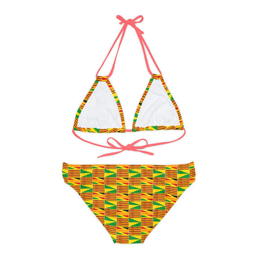 Kente Print Strappy Bikini Set