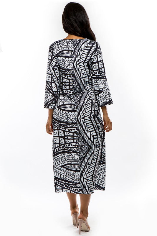 Vestido Camisão Longo Estampa Facial