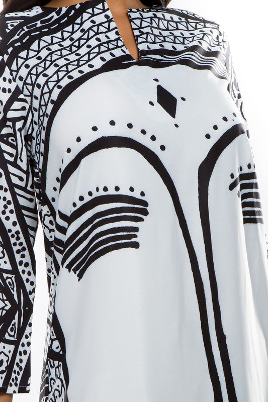 Face Print Maxi Shirt Dress