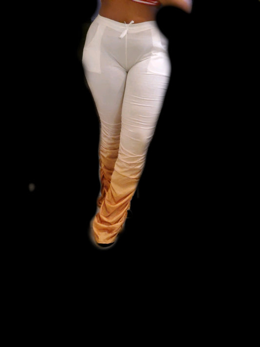 gold/yellow gradient ruched bottom pants