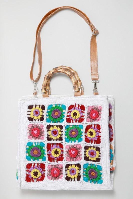 Bamboo Handle Crochet Bag