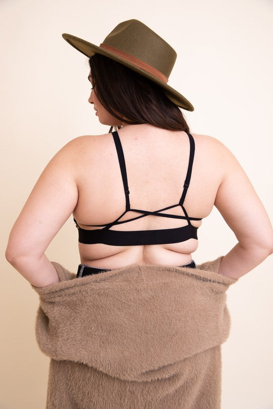 Bralette Plus Size de Malha Estampada com Gola Alta
