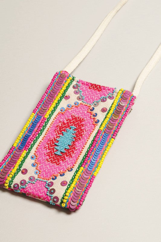 Bohemian Embellished Cell Phone Crossbody