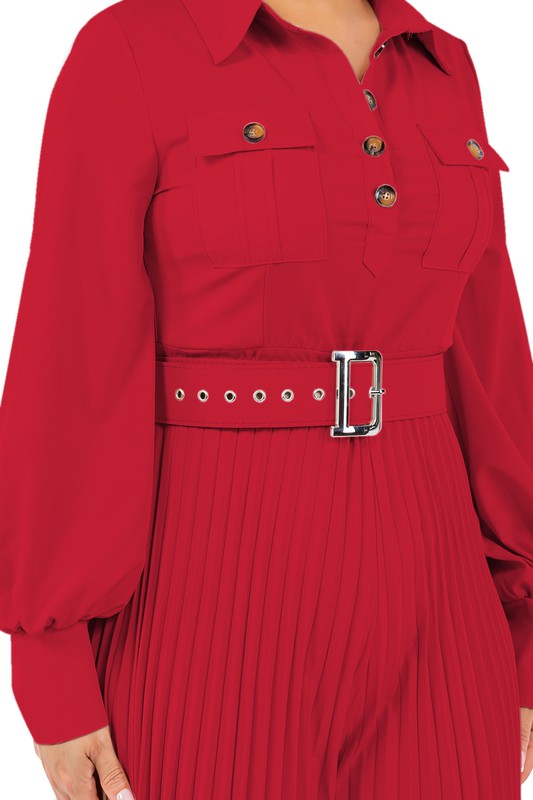 Pleated Wide Leg Jumpsuit