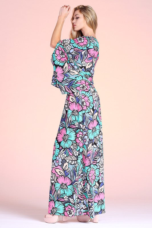 Fantasy Floral Slouchy One Shoulder Maxi Dress