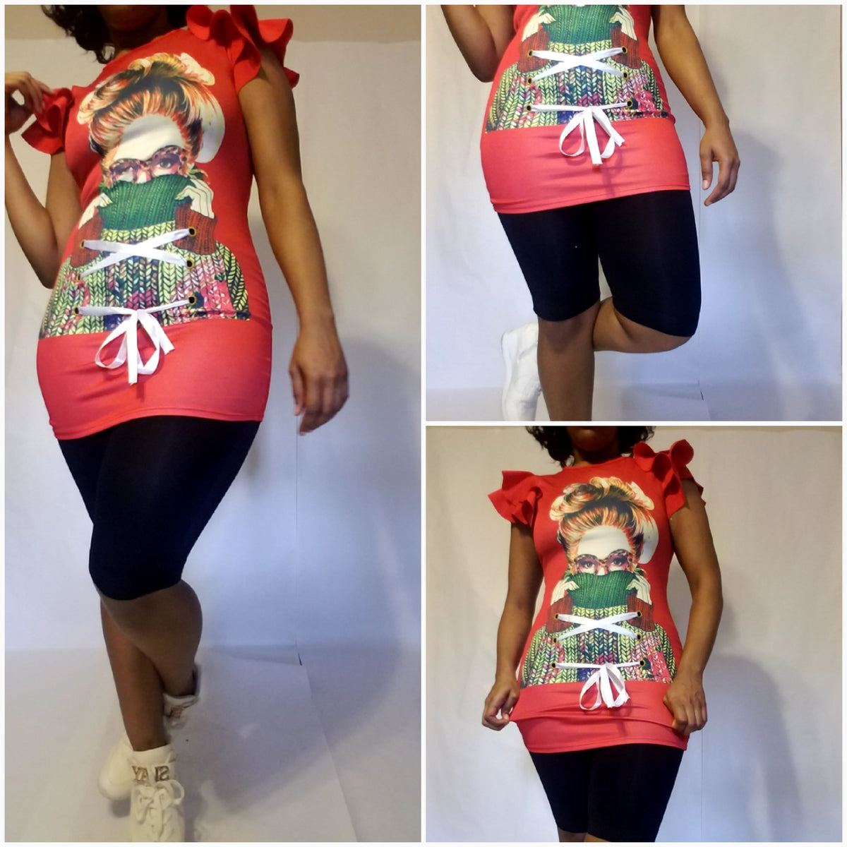 face print mini dress/top