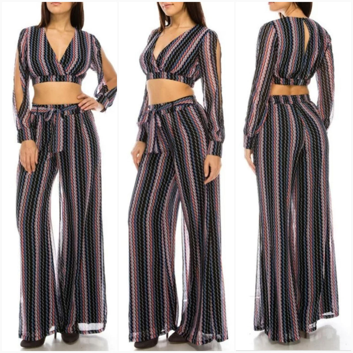 havanna nights palazzo pants & crop top set