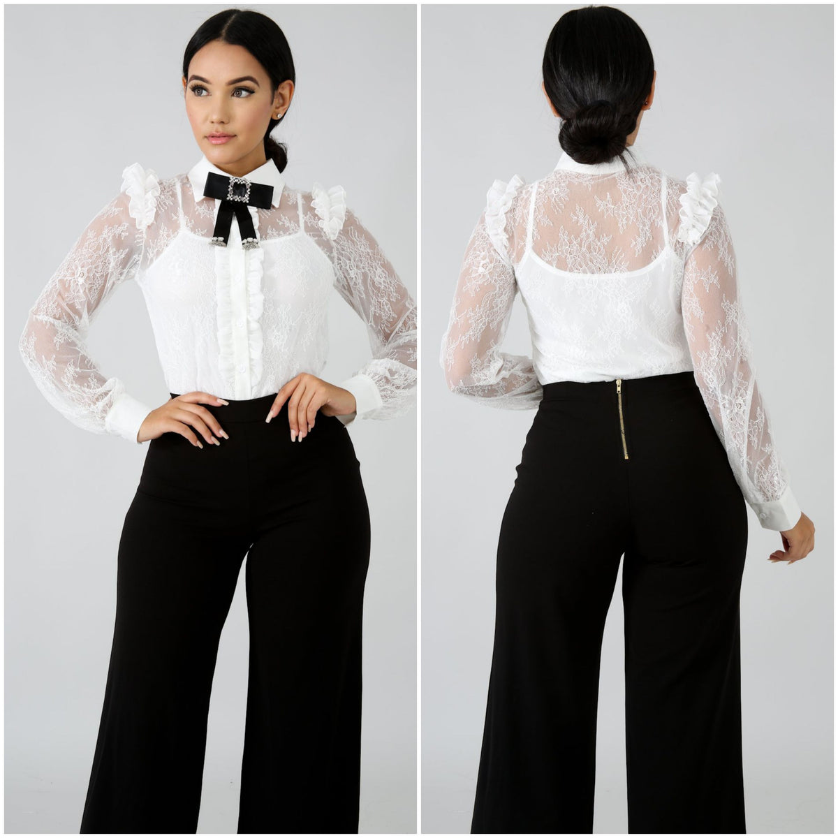 lace sheer brocade top