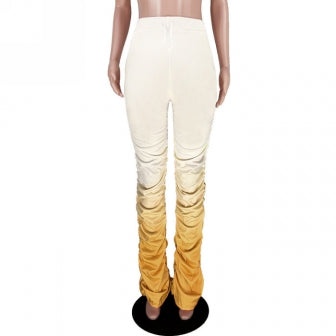 gold/yellow gradient ruched bottom pants