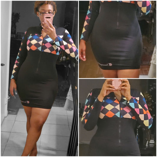 geometric bodycon mini dress