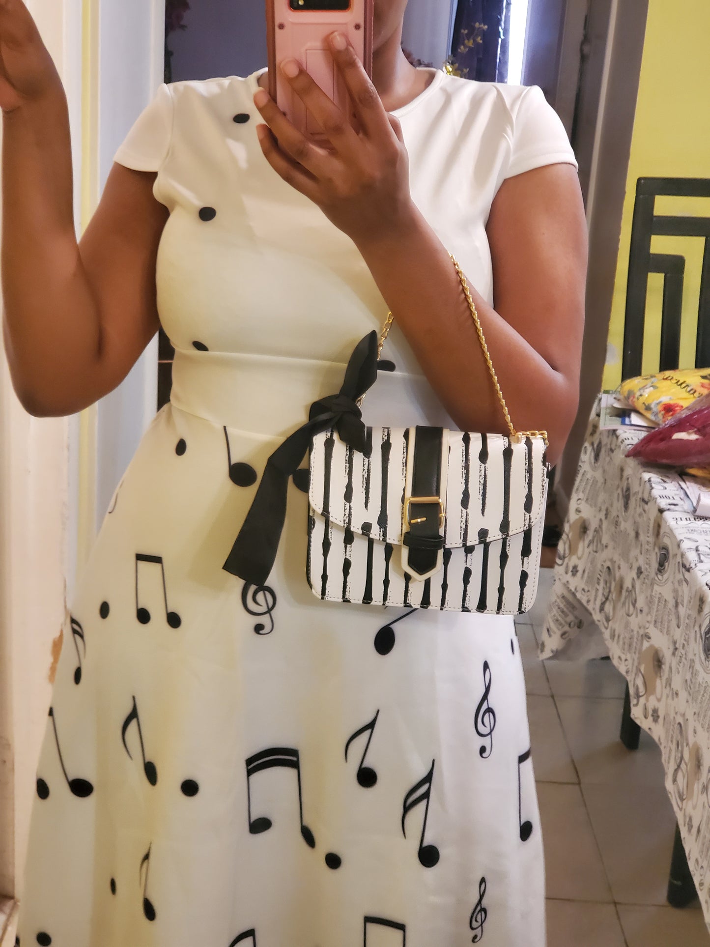 bowknot striped chain bag