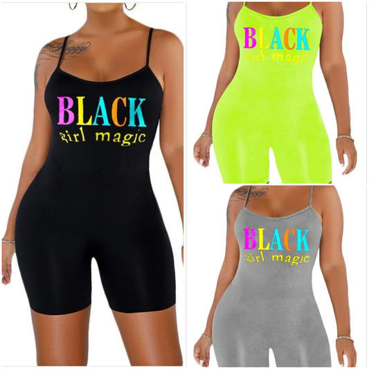 "black girl magic" printed romper