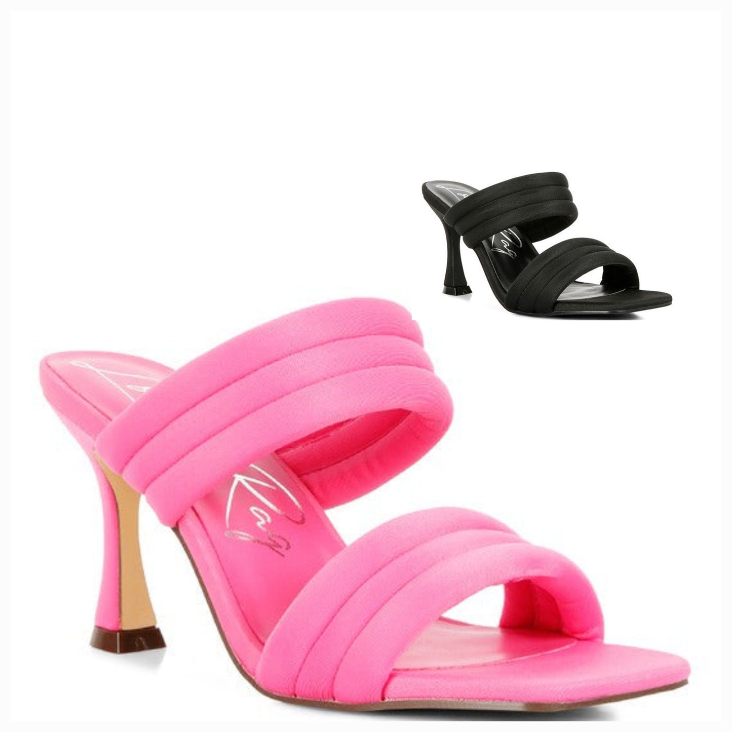 New Crush Quilted Straps Spool Heeled Sandals