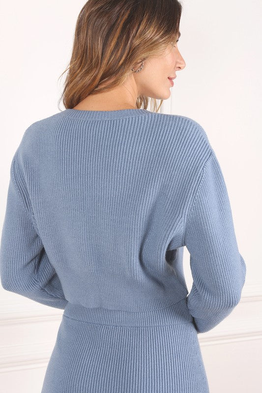 Conjunto de Cropped e Saia Canelados