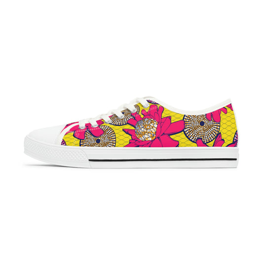 African Bold Flower Graphic Print Women's Low Top Sneakers (2 Colors)
