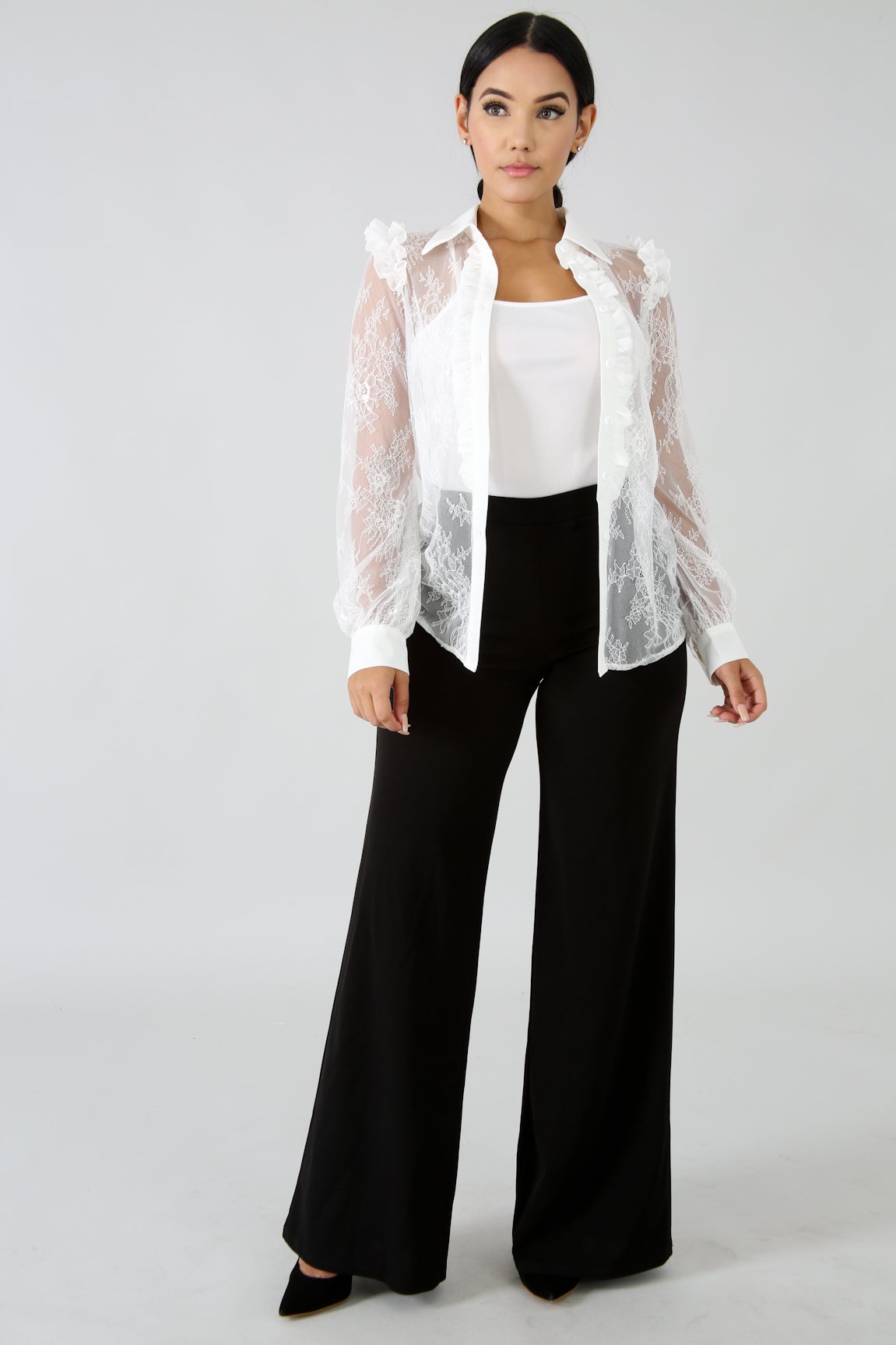 lace sheer brocade top
