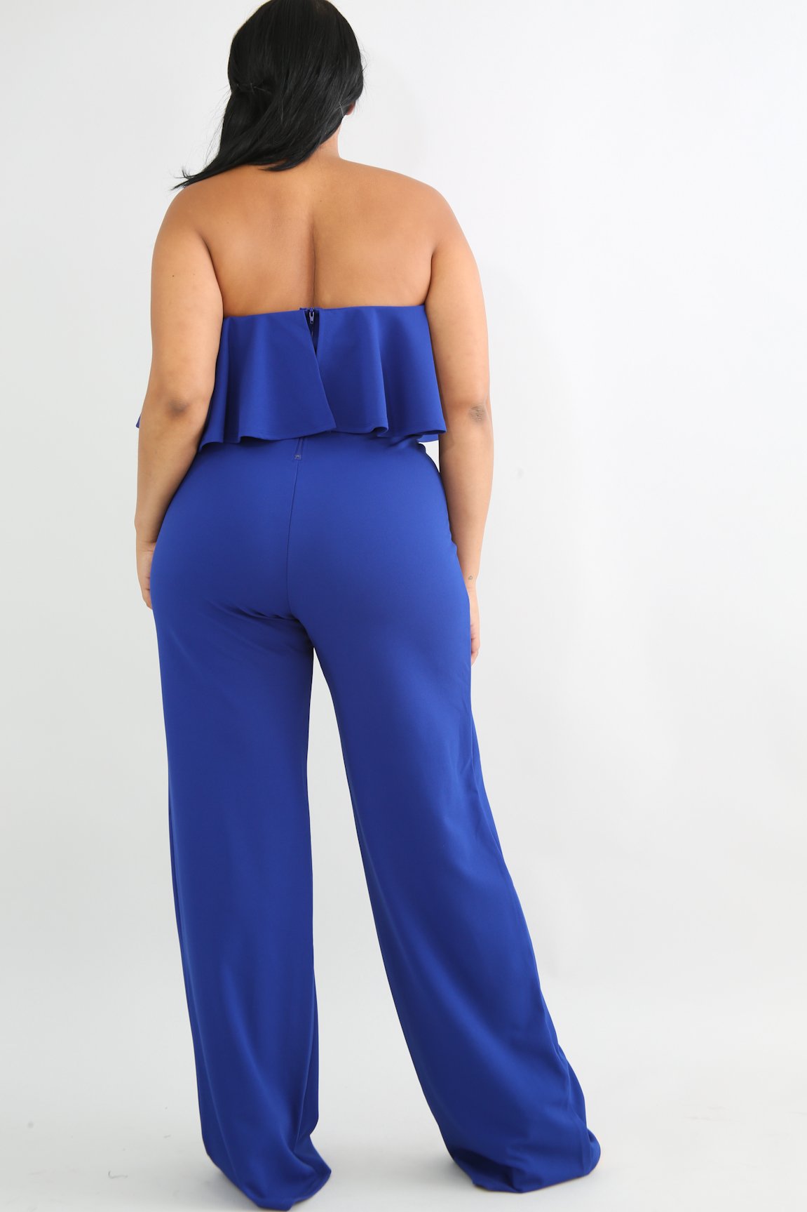 tube ruffled back zippered jumpsuit