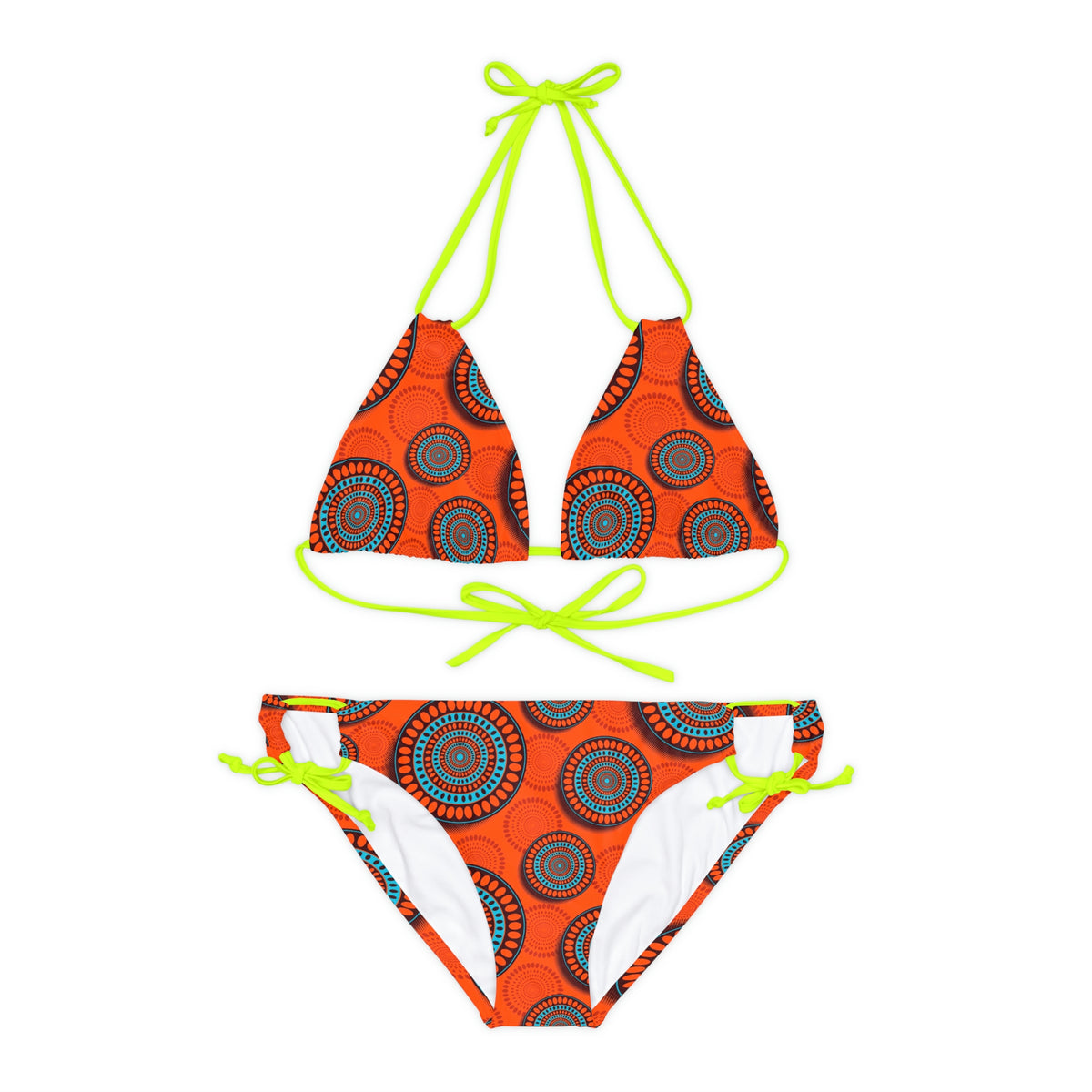 Conjunto de Biquíni com Estampa Africana e Tiras