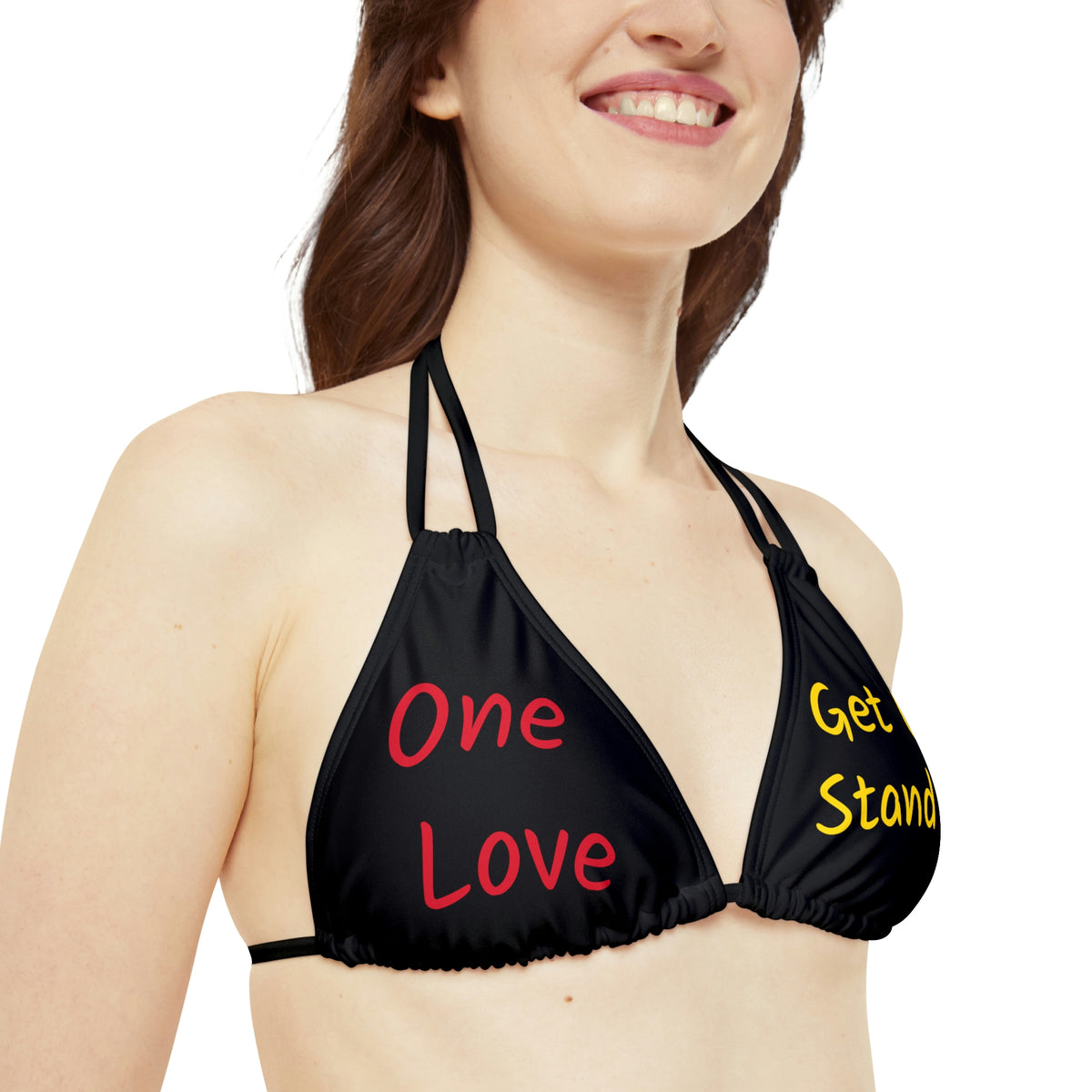 Rasta Reggae Lyric Graphic Print Strappy Bikini Set