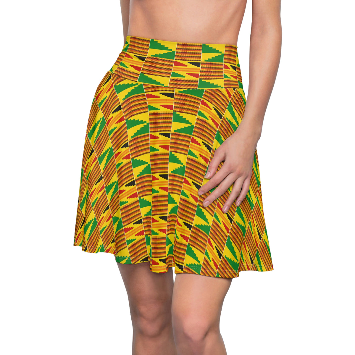 Customized Kente Print Women's Skater Skirt