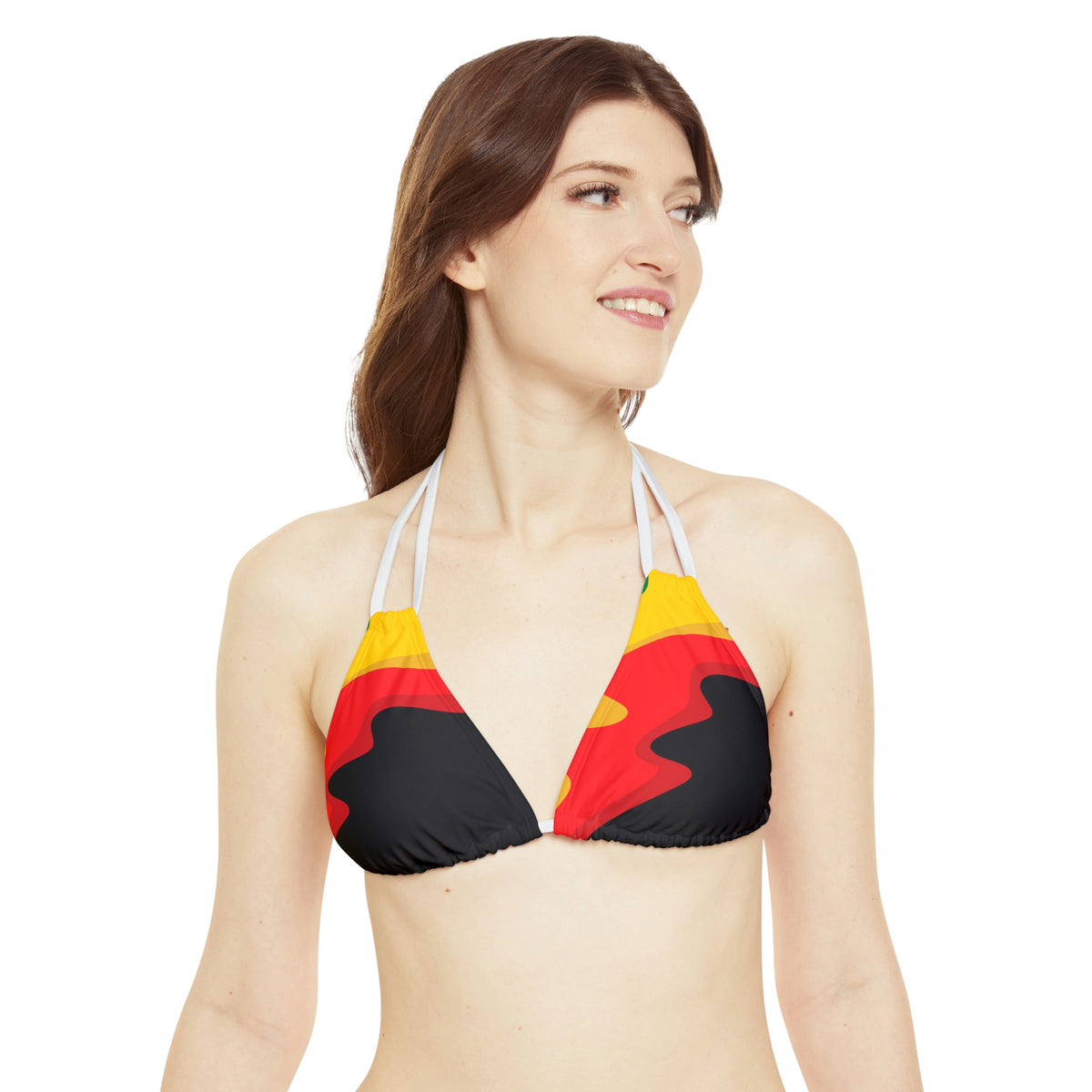 Rasta Print Strappy Bikini Set