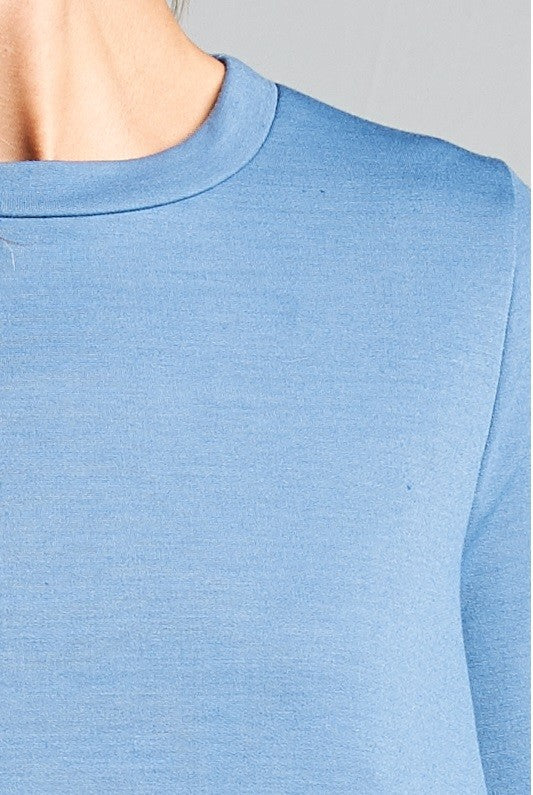 French Terry Ruffled Bottom Long Sleeve Top