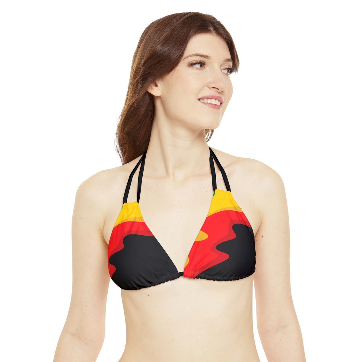 Rasta Print Strappy Bikini Set