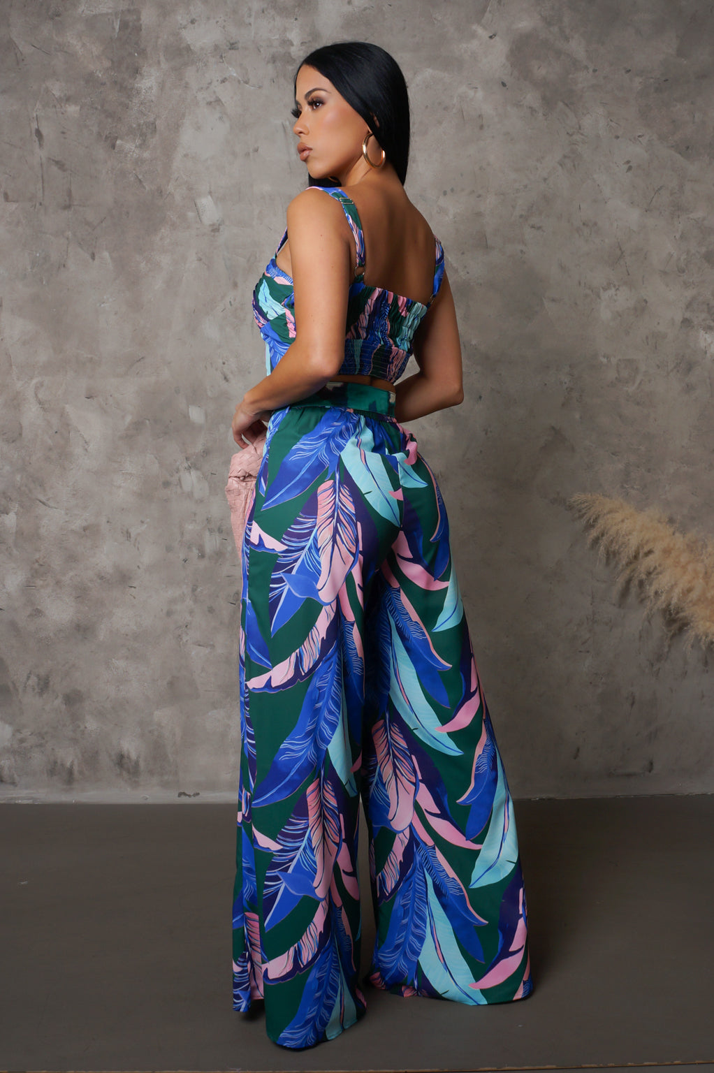 Bloomed Leaves Resort Pants & Top Set