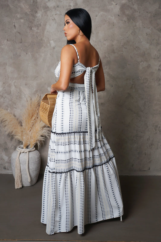 All Circled Up Black & White Maxi Dress