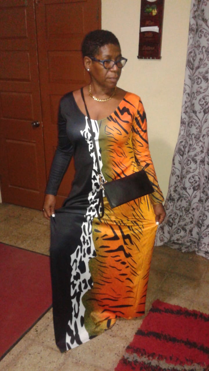 multi animal printed off shoulder maxi dress