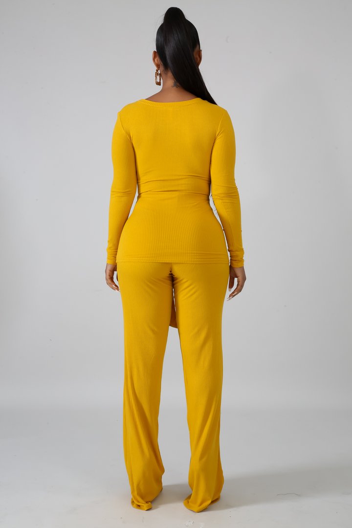 mustard knitted long sleeve top & palazzo set